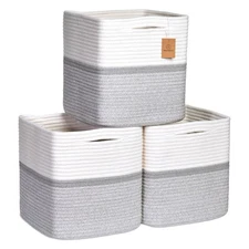 Storage Cubes 11 Inch Cotton Rope Woven Baskets for Organizing, 3-Pack | Cube...