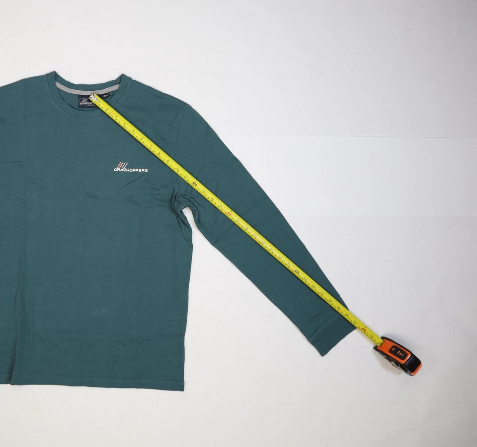 Camisa Craghoppers Para Hombres Grande Verde Manga Larga Logo Exterior Cuello Redondo Algodón Top Foto 3 de 4