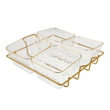 Clear Acrylic Food Display Tray With Metal Rack And Divided Compartments