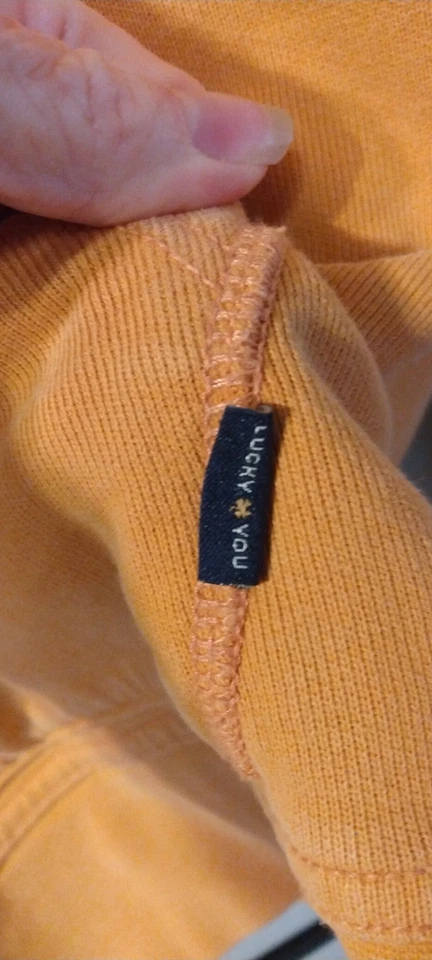 Lucky Brand Sweatshirt Mens Small Orange Hoodie Henley Pullover LA Grunge Skater - Image 4 of 4