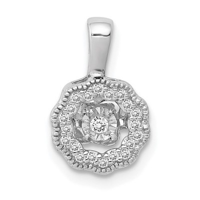 14k Weißgold 1/10 Karat lebendiger beweglicher Diamant Heiligenschein Anhänger