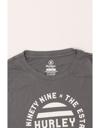 HURLEY T-shirt uomo grafica top grande grigio cotone CC26 - Foto 3 di 3