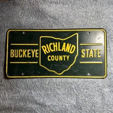 Vintage Buckeye State Ohio Richland County Booster License Plate