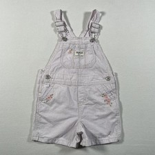 OshKosh B'gosh Overalls Girls 3T Pink Striped Floral Seersucker Shortalls