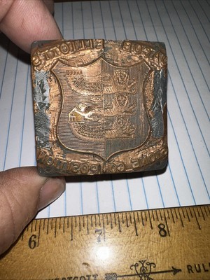 Print Block ( JACOB ELLIOTS STONE COMPOSITION) Shield With Lions. Great Details!