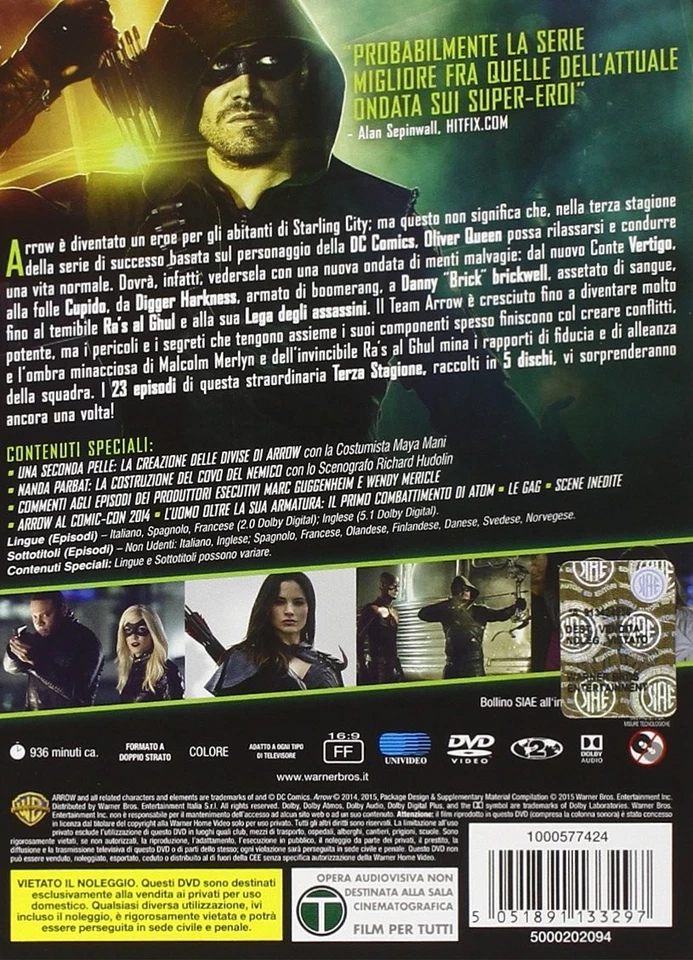 Arrow Stg.3 (Box 3 Dv) (DVD) Stephen Amell Katie Cassidy David Ramsey - Image 2 of 2