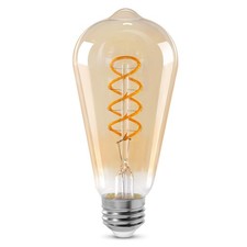 ST64 LED E26 Vintage Edison Light Bulbs, Light Amber Glass, Dimmable, 4W 40W ...