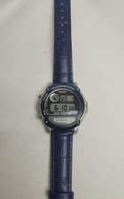 Vintage Casio W-89H Digital Illuminator Watch Blue Leather Strap 90s Retro