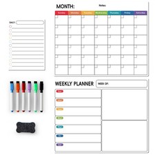 3 Pack  Magnetic Dry Erase Calendar for Refrigerator - 14X11 inches, Style 3