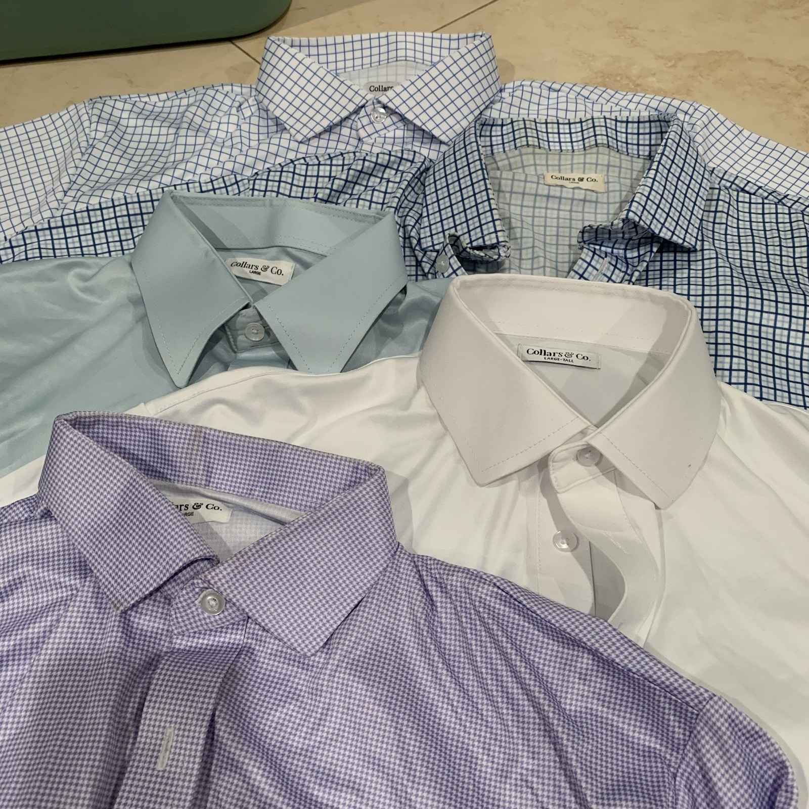 Collars & Co Shirt Mens Size Large Lot of 5 Dress Collar Polo Button