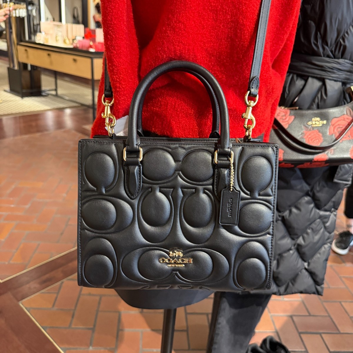 Coach Maggie Small Tote Bag Signature Leather CY670 Black | eBay