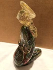 Vintage Murano Glass Angel Gold Flecks Italian Figurine Italy 7.25"