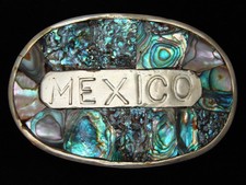 QJ11130 VINTAGE 1970s MEXICO COMMEMORATIVE SOUTHWESTERN DESIGN BELT BUCKLE