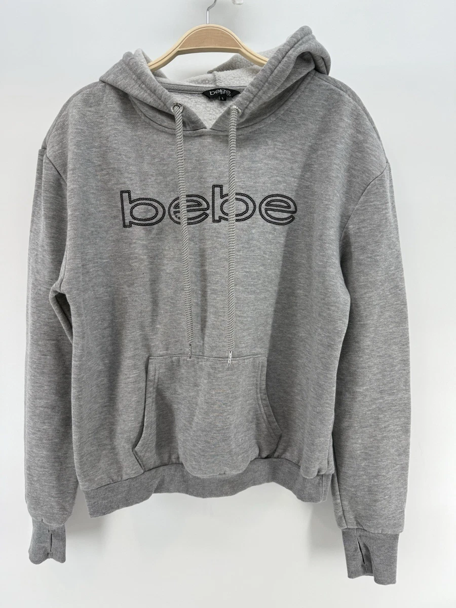 Bebe Sport Hoodie Womens 1X Plus Gray Pullover Long Sleeves Hooded