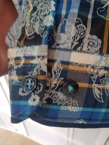 Camisa Au Noir Para Hombres Botones Talla 9 Multicolor Floral Patrón A Cuadros Manga Larga - Imagen 8 de 11