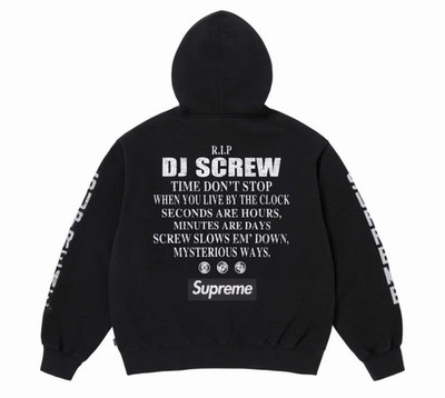 Supreme DJ Screw Zip Up Hooded Sweatshirt Black Size XLarge In