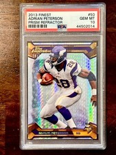 2013 Adrian Peterson Topps Finest #50 PRISM REFRACTOR /25 PSA 10, POP 3