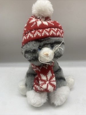 Ganz Plush Kitten Cat Kibbles Kitten Holiday Grey Striped Christmas