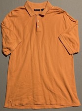 Vintage Y2K Faded Glory Polo Shirt Mens Size L Short Sleeve Golf Orange Cotton