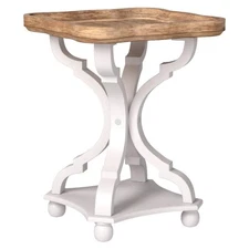 COZAYH Square Rustic Wood End Table Accent Bedroom Side Table, White (Open Box)