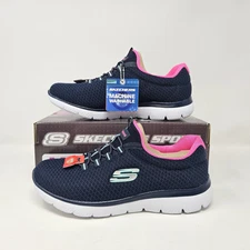 Women's Skechers Summits 'Navy/Pink' Comfy Casual Shoe / 12980W / Size 6 WIDE