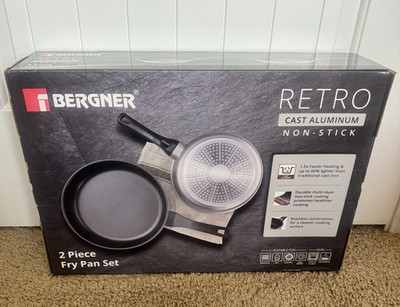Bergner Retro 2-Piece Aluminum Non-Stick Frying Pan Set, Black