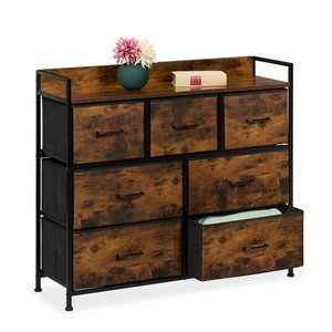 Commode à 7 tiroirs Meuble de salon Buffet chambre Commode rangement tissu fer