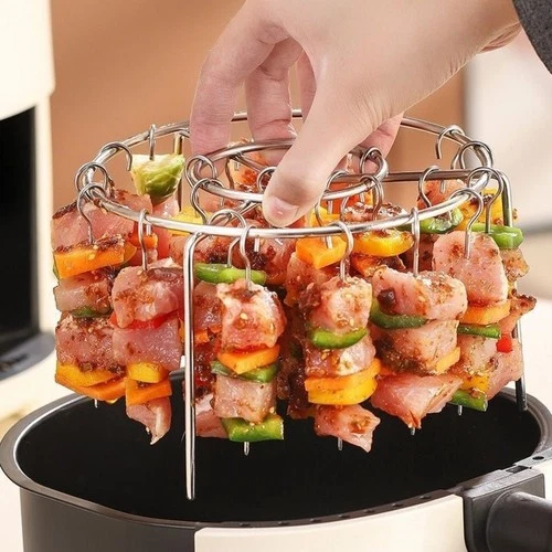 Non-Stick Rotating Grill Skewers Vertical Grill Rack  Air Fryer Accessories