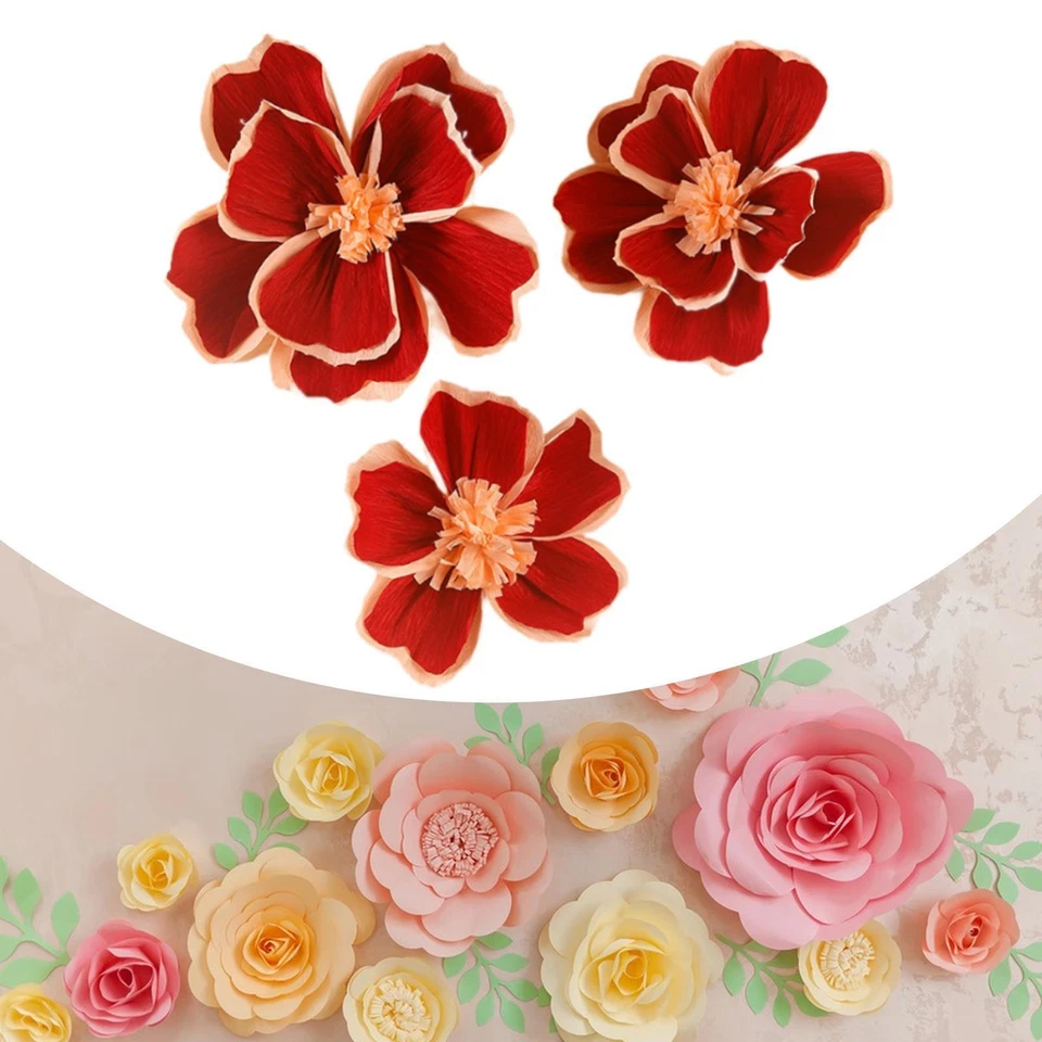 3x fleurs en papier décorations murales artificielles pour anniversaire - Photo 3/4
