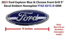 2025 Ford Explorer Blue & Chrome Front Grill 9" Decal Emblem Nameplate FT4Z8213D