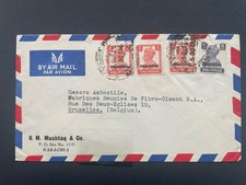 Pakistan Overprint Cover 1949 Mailed Karachi To Belgium