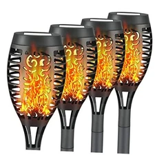 Led Solar Torch Light with Flickering Flame Outdoor Waterproof Halloween 4 Pack