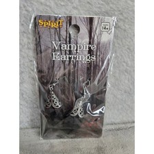 Spirit Halloween Vampire Earrings Dangle Drop Silver Tone Costume Accessory