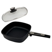 Skk Guss Grillpfanne 26X26 Cm Eckig Eckpfanne Antihaft Hochrandpfanne Mit Deckel