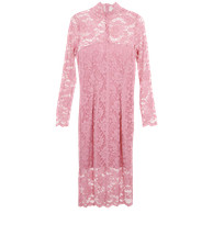 Ganni Lace Detail Dress Womens 10 Pink Polyester (Polymer)