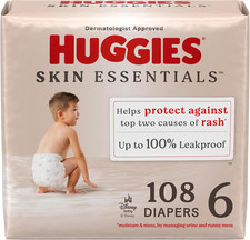 Huggies Size 6 Skin Essentials Baby Diapers, 108 Count, 35 lbs
