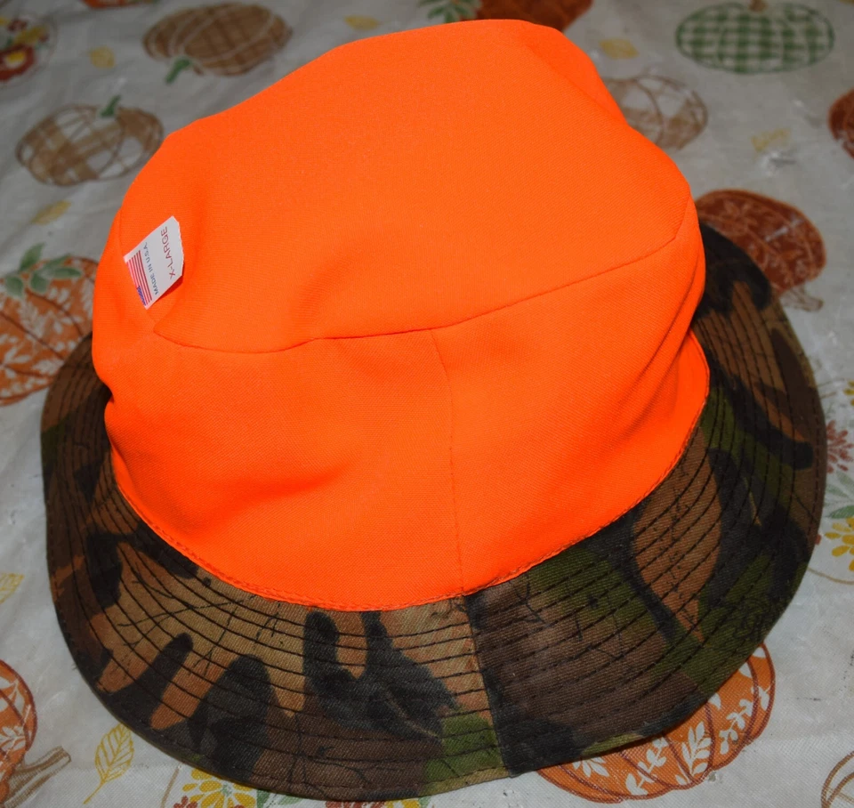 X Large hat camo reversible tru-leaf hunting orange - Image 2 of 2