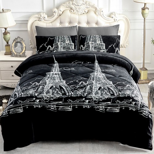 3 Piece Sherpa Blanket Borrego Comforter Set Reversible Queen/King Bedding Set - Picture 95 of 147
