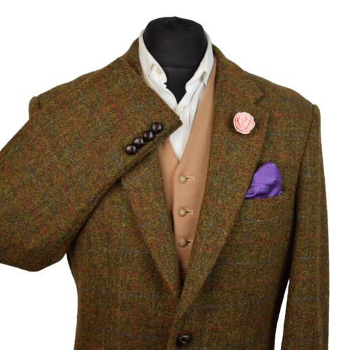 Harris Tweed Tailored Country Textured Brown Blazer Jacket 46R #710 IMMACULATE - Afbeelding 1 van 8