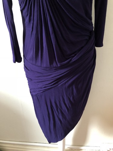 Karen Millen Purple Draped Ruched Dress UK 10 Fitted Stretch Steampunk - Picture 5 of 9