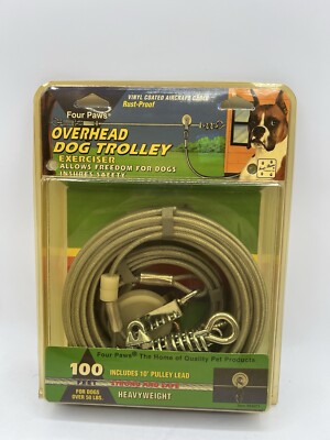 Overhead Dog Trolley Exerciser Incls 10' Pulley Lead Rust Proof By Four Paws NEW