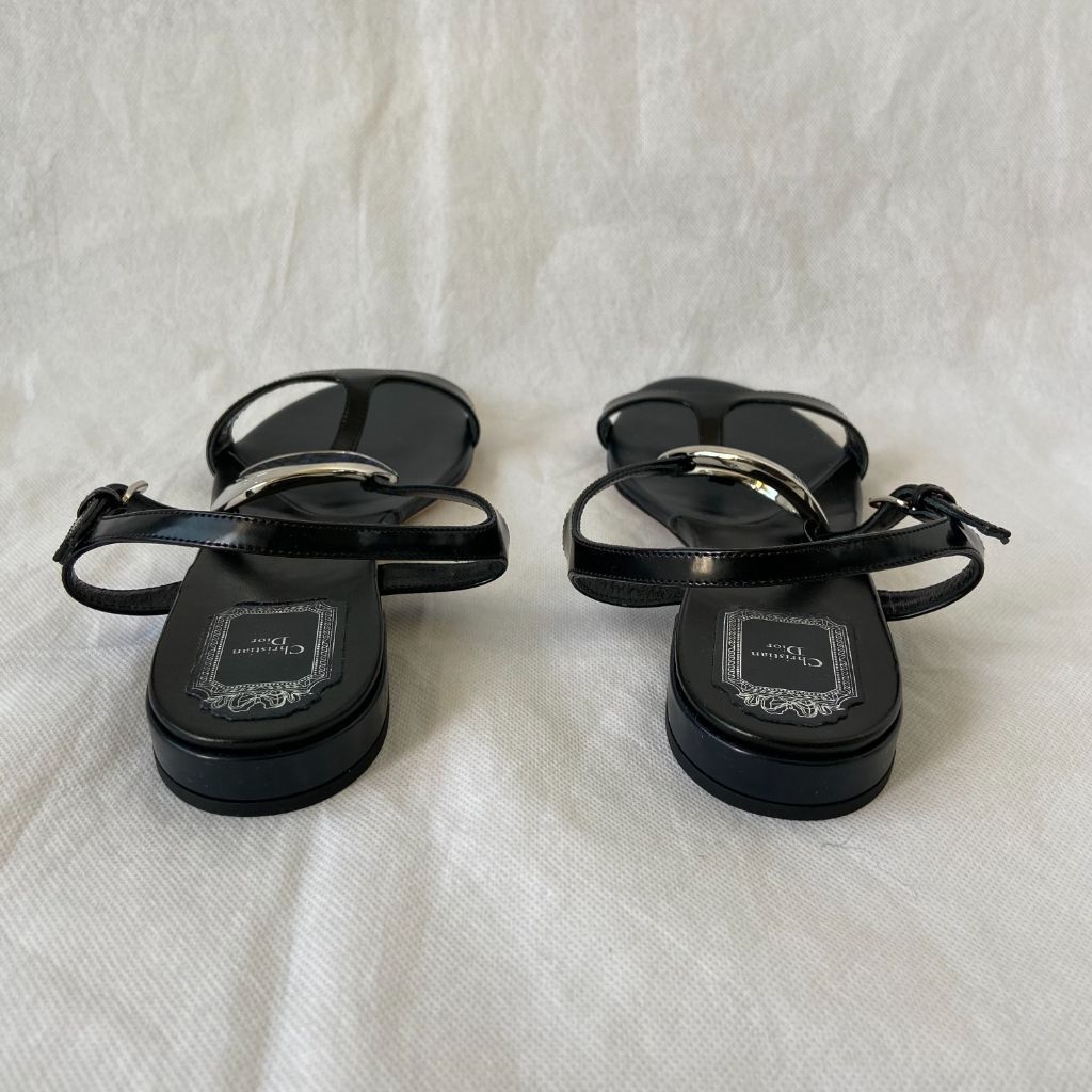 Dior Black Leather & Python Sandals Size 39 - image 4