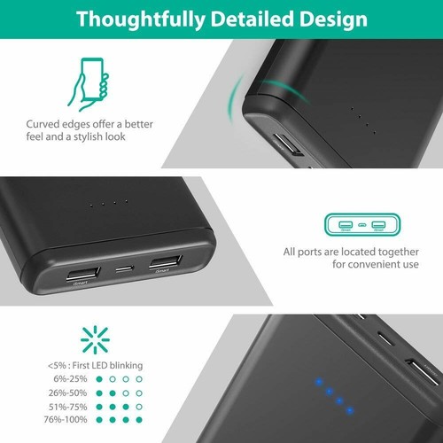 Power Bank Portable Charger 20000mAh RAVPower USB External Battery Pack - Picture 3 of 4
