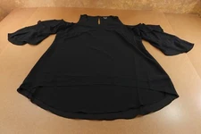 City Chic Womens Size Large Black Chiffon Cold Shoulder V Neck Mini Dress new