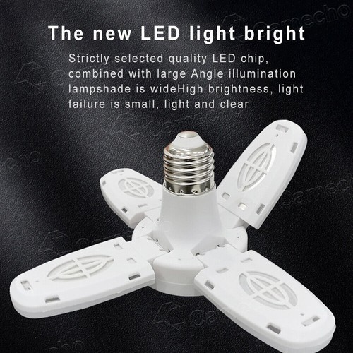 4 PCS E27 LED Light Bulb Fan Blade Lamp Foldable 6500K For Home Ceiling Light - Picture 4 of 12