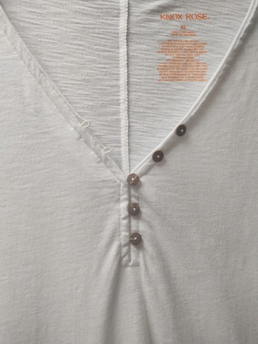 Knox Rose Shirt Womens XL White Henley Short Sleeve Pullover Blouse Top - Picture 4 of 6