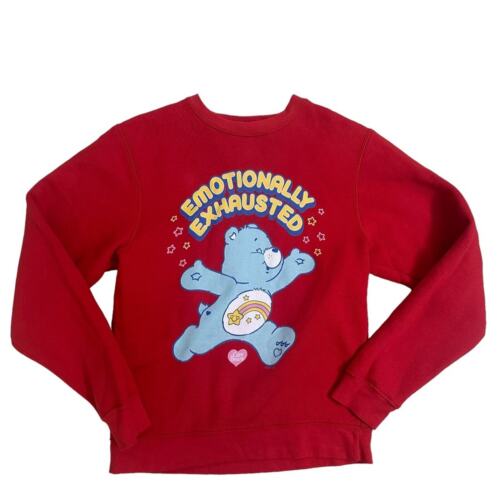 Hot Topic Carebears Sweatshirt Red Emotionally Exhausted Crewneck Indie Small