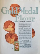 1925 Washburn's Gold Medal Flour Muffins vintage Color Original ad