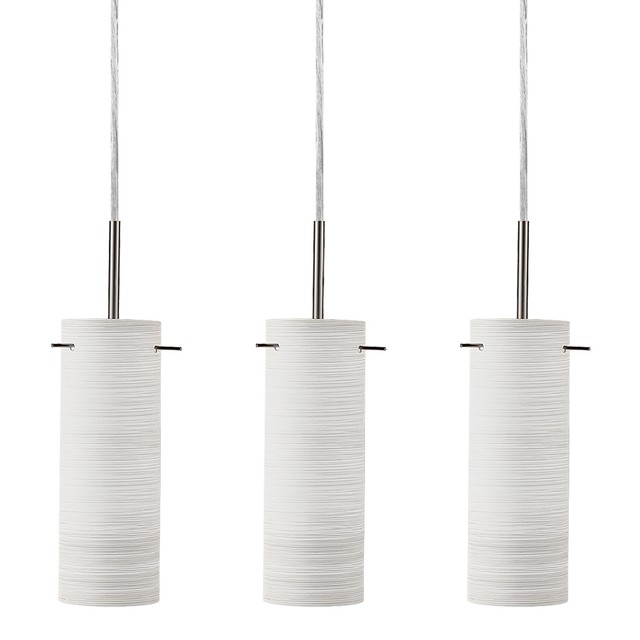 3 Pcs Escena Brushed Gl Pendant Light White Cylinder Finish Escena Brushed Gl Pendant Light