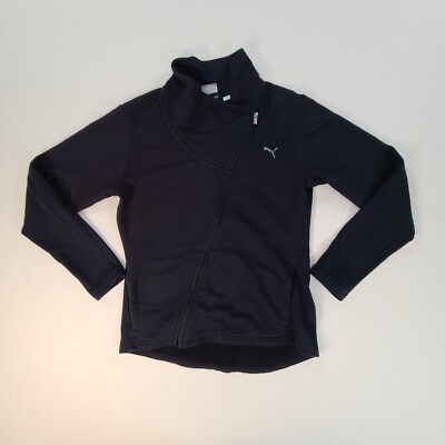 Puma Sweater Womens Medium Black French Terry Cowl Full Zip Outdoors